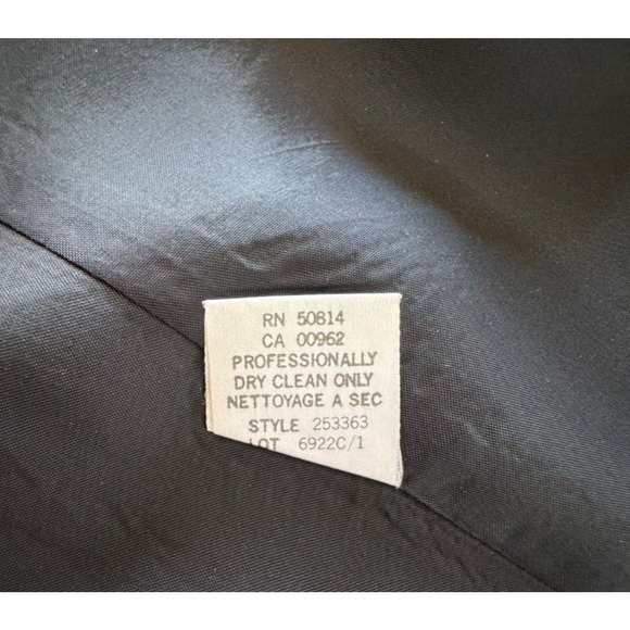 Vintage 90s Career Black Coat Dress Sz 4 Ruffle Front Single Button Rayon Blend - Picture 14 of 15